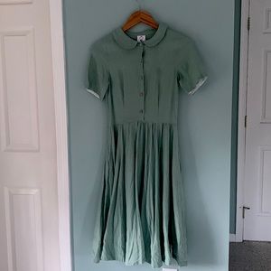 SON DE FLOR Short Classic Linen Dress Mint Tea XXS